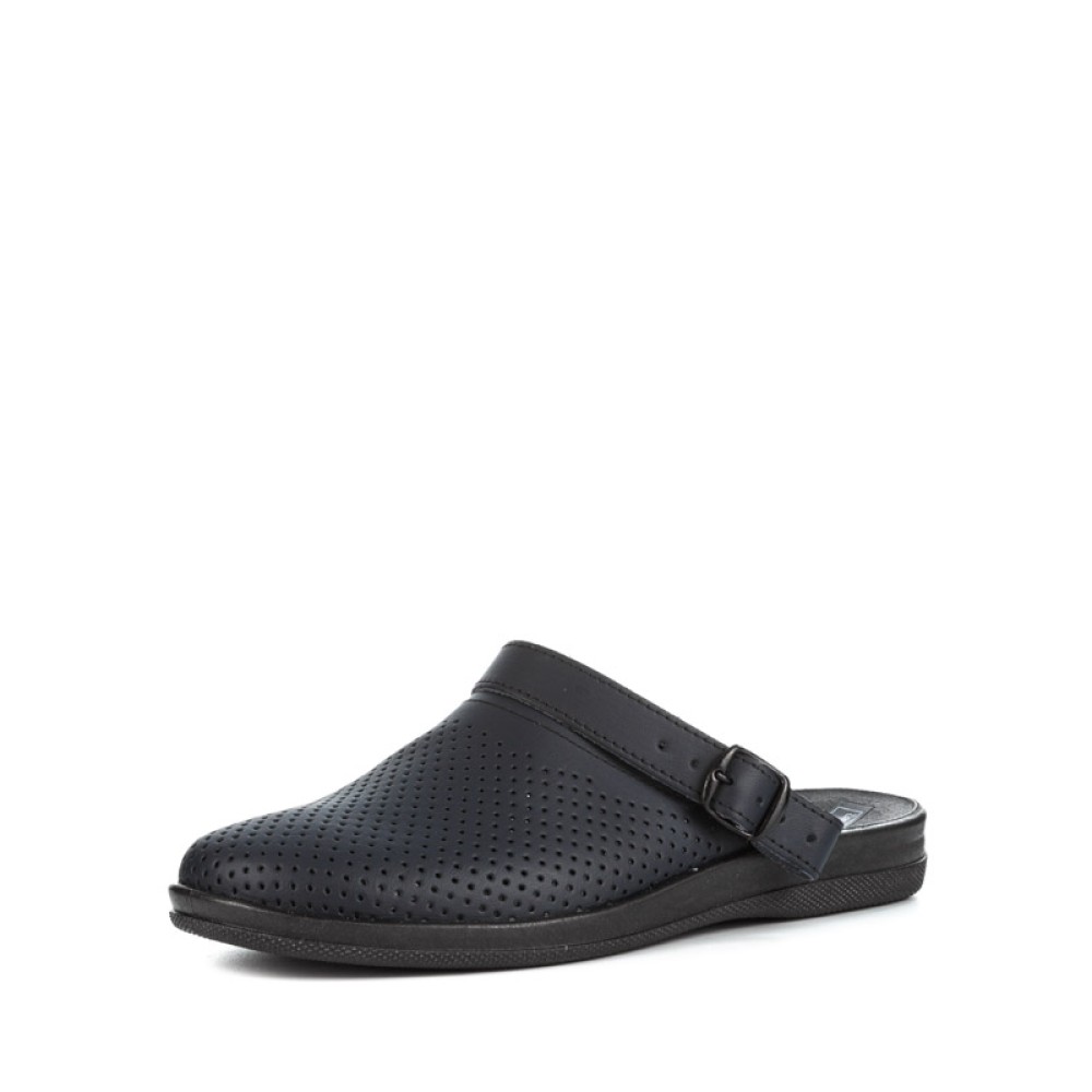 Сабо мужские из натуральной кожи с ремешком и подпятником цвет тёмно-синий