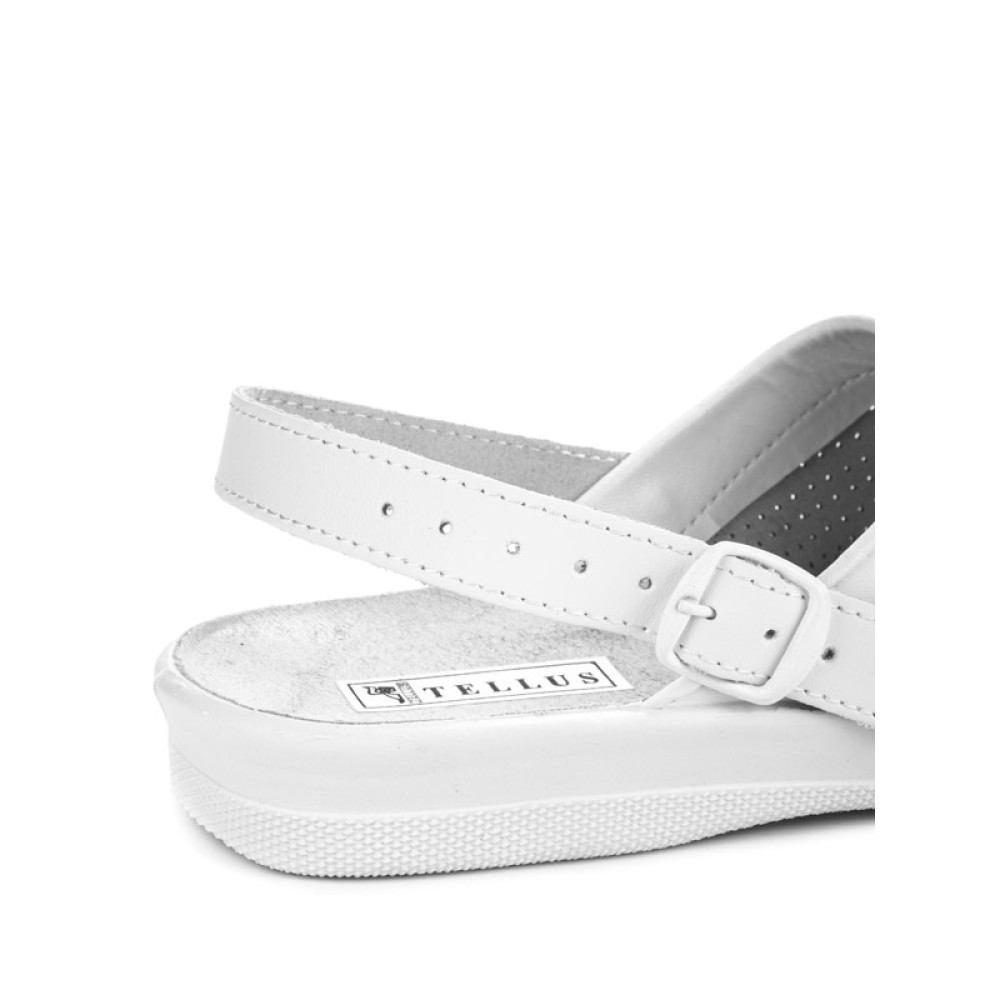 Сабо мужские из натуральной кожи с ремешком и натуральной стелькой цвет белый