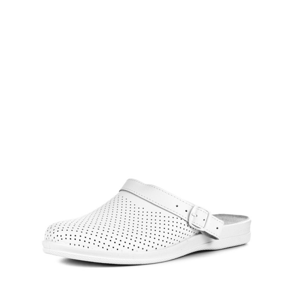 Сабо мужские из натуральной кожи с ремешком и натуральной стелькой цвет белый