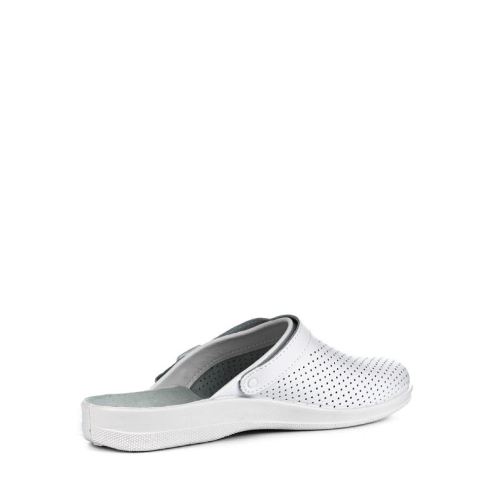 Сабо мужские из натуральной кожи с ремешком и натуральной стелькой цвет белый