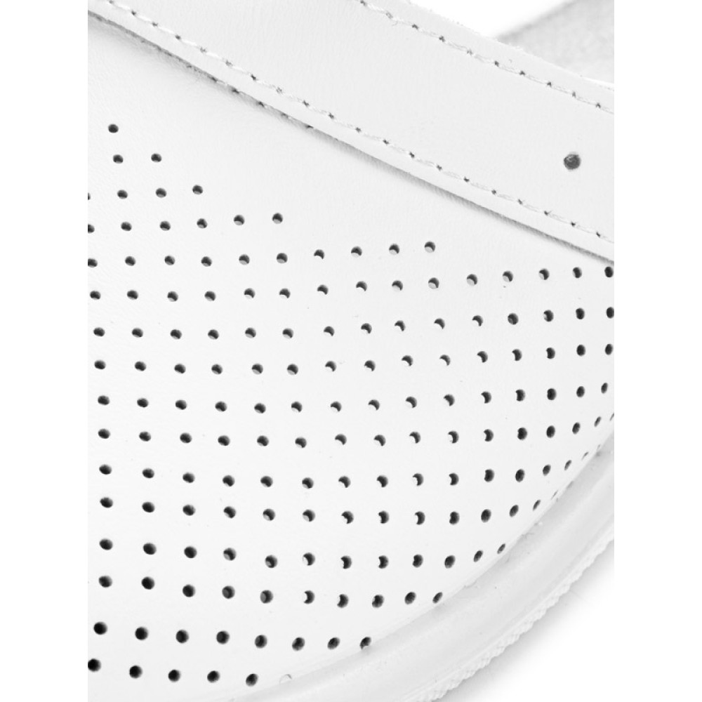 Сабо мужские из натуральной кожи с ремешком и натуральной стелькой цвет белый