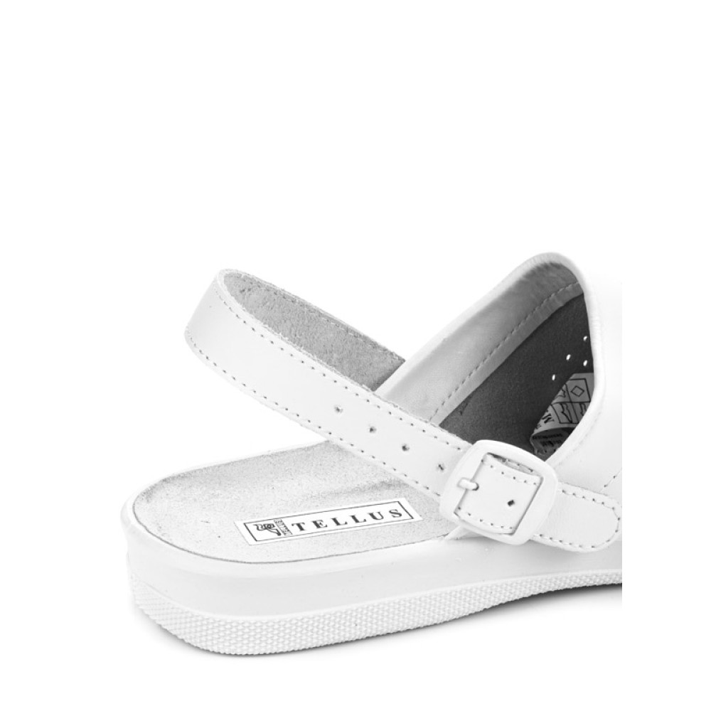 Сабо мужские из натуральной кожи с крупной перфорацией и подпятником цвет белый