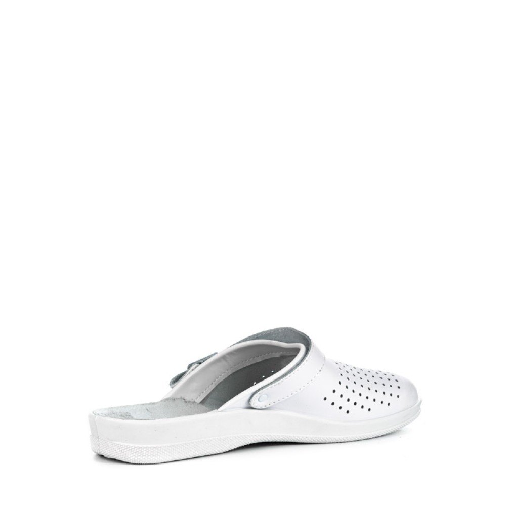 Сабо мужские из натуральной кожи с крупной перфорацией и подпятником цвет белый