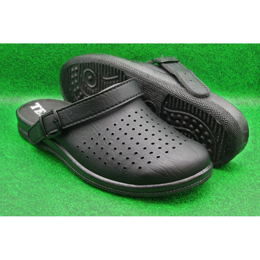 Сабо мужские из искусственной кожи с ремешком цвет чёрный