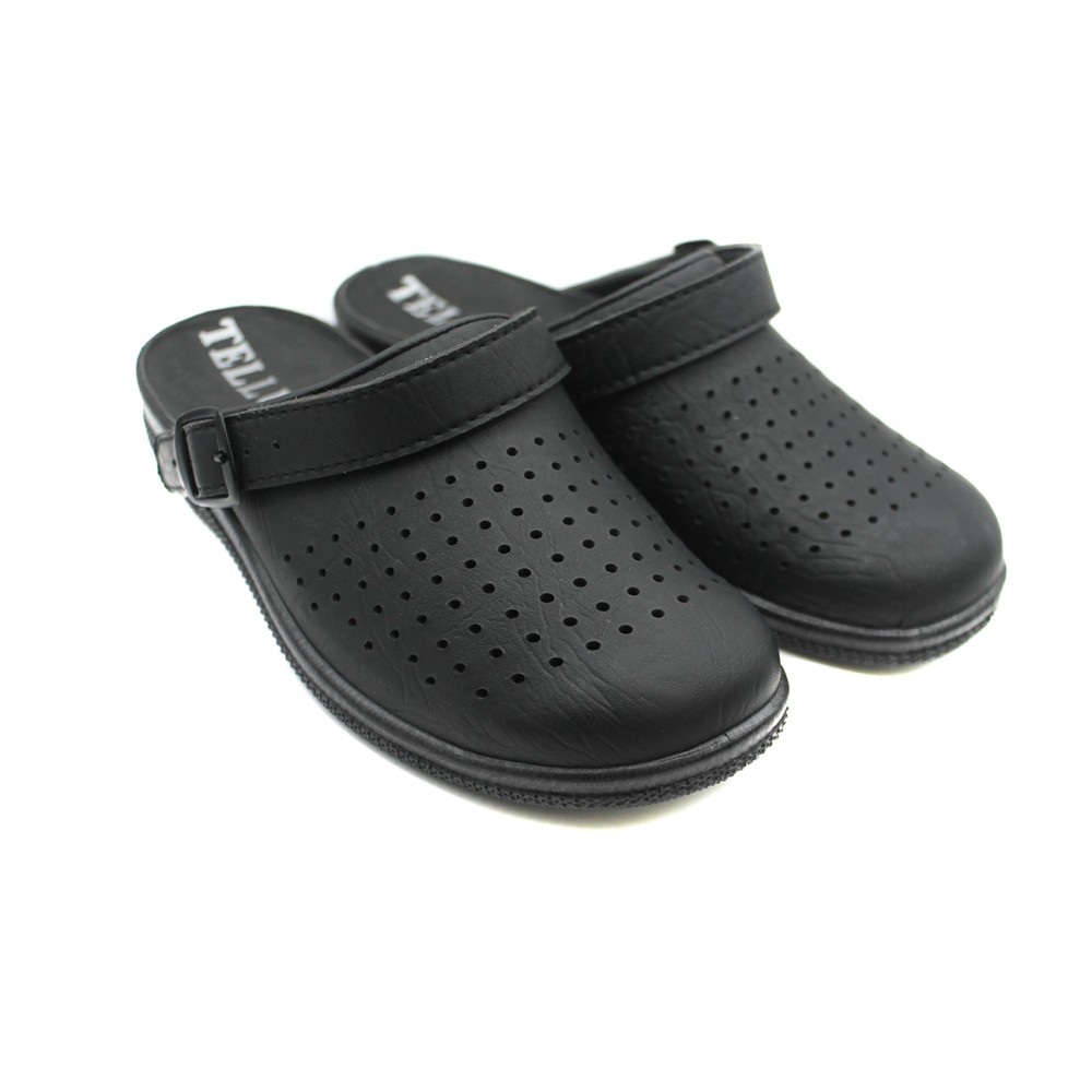 Сабо мужские из искусственной кожи с ремешком цвет чёрный