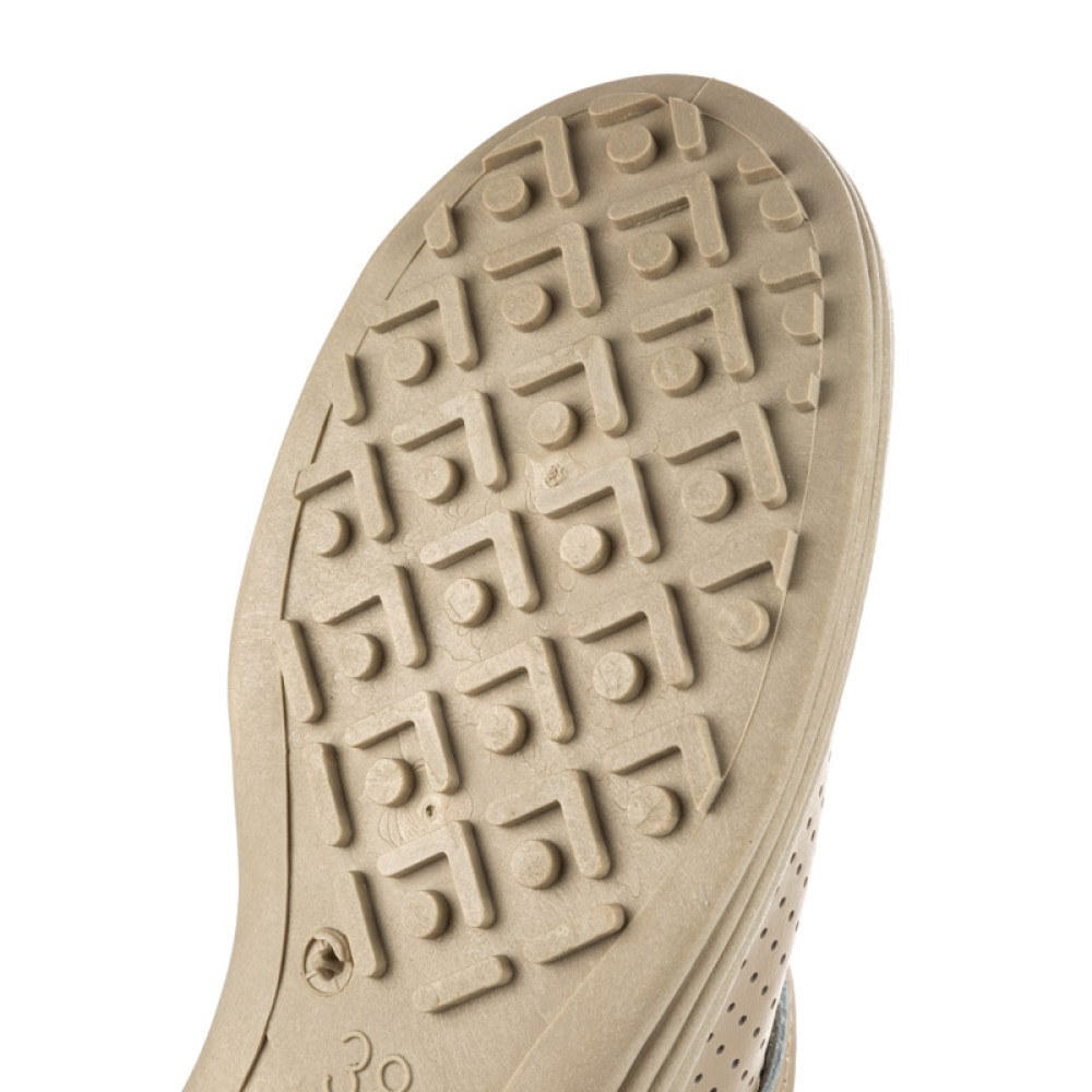 Сабо женские из натуральной кожи с ремешком и подпятником цвет бежевый