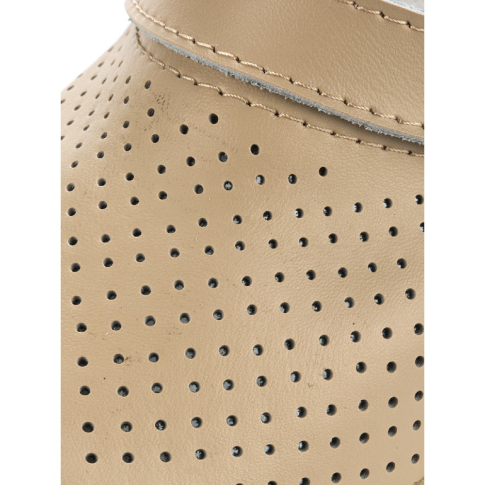 Сабо женские из натуральной кожи с ремешком и подпятником цвет бежевый