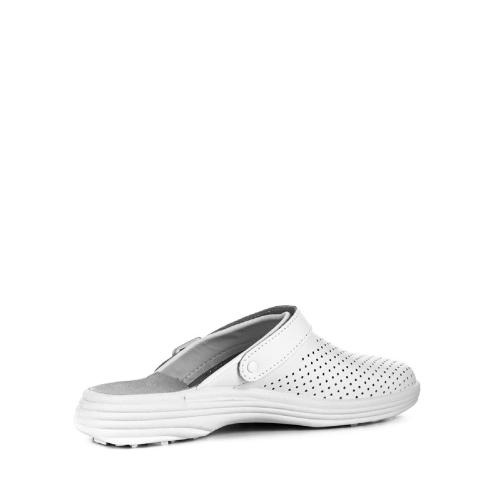 Сабо женские из натуральной кожи с ремешком и подпятником цвет белый