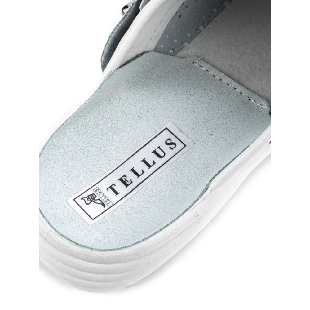 Сабо женские из натуральной кожи с ремешком и подпятником цвет белый