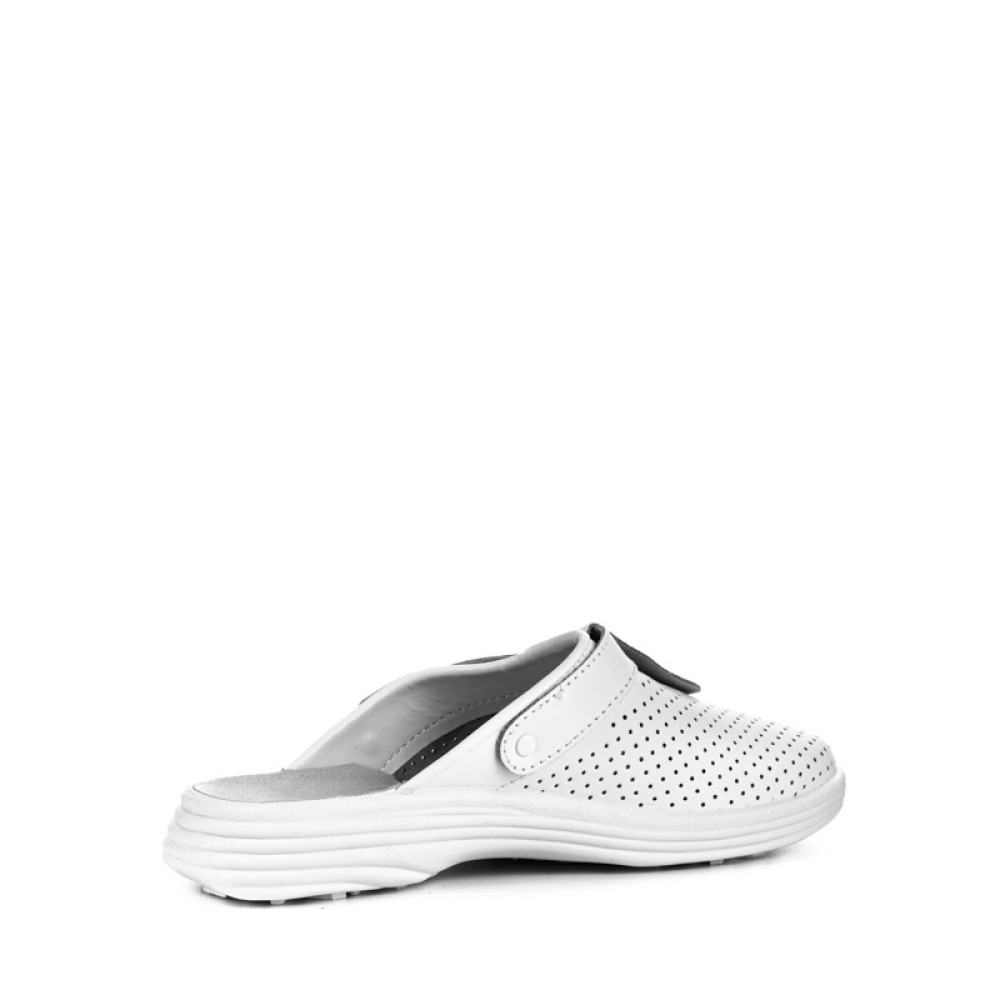 Сабо женские из натуральной кожи с фиксатором ремешка и натуральной стелькой цвет белый