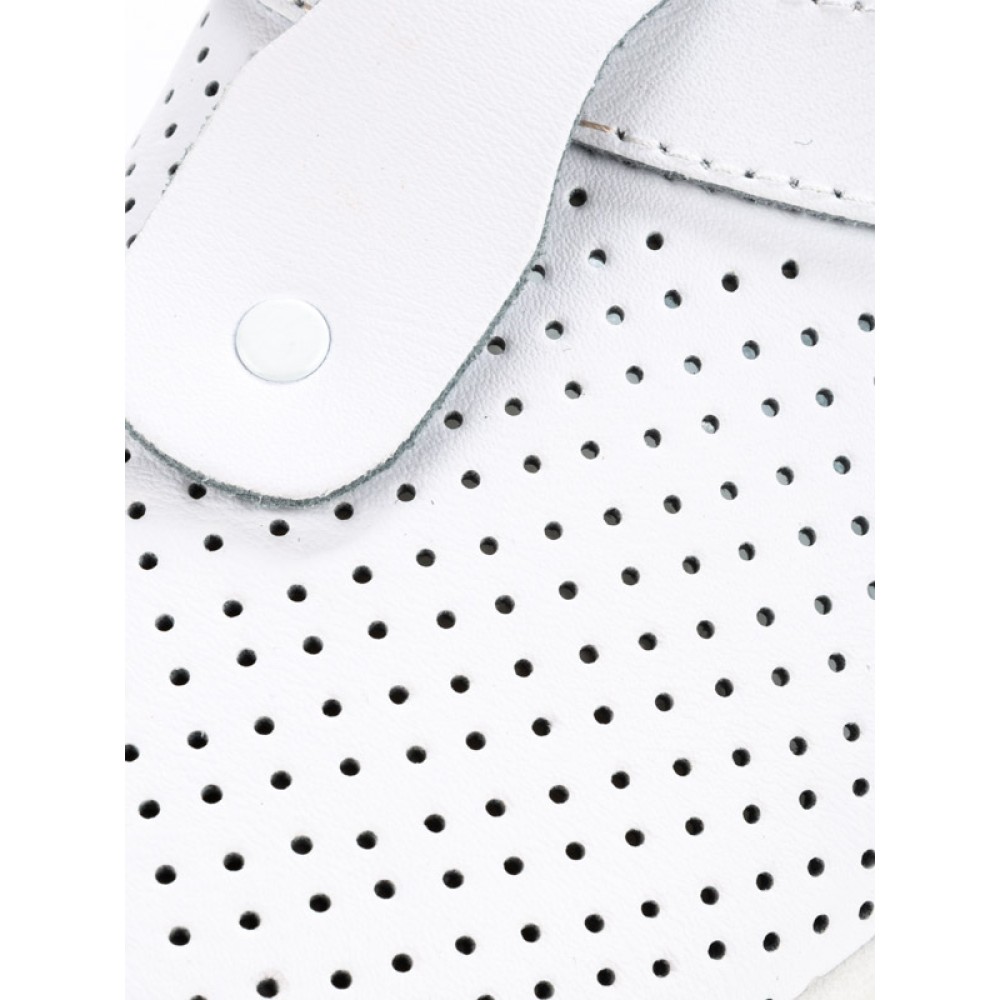 Сабо женские из натуральной кожи с фиксатором ремешка и натуральной стелькой цвет белый