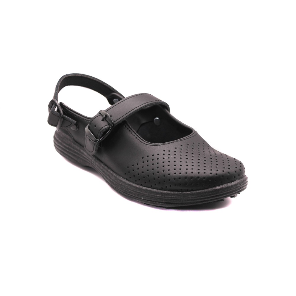 Сандалии сабо женские из натуральной кожи с натуральной стелькой цвет чёрный