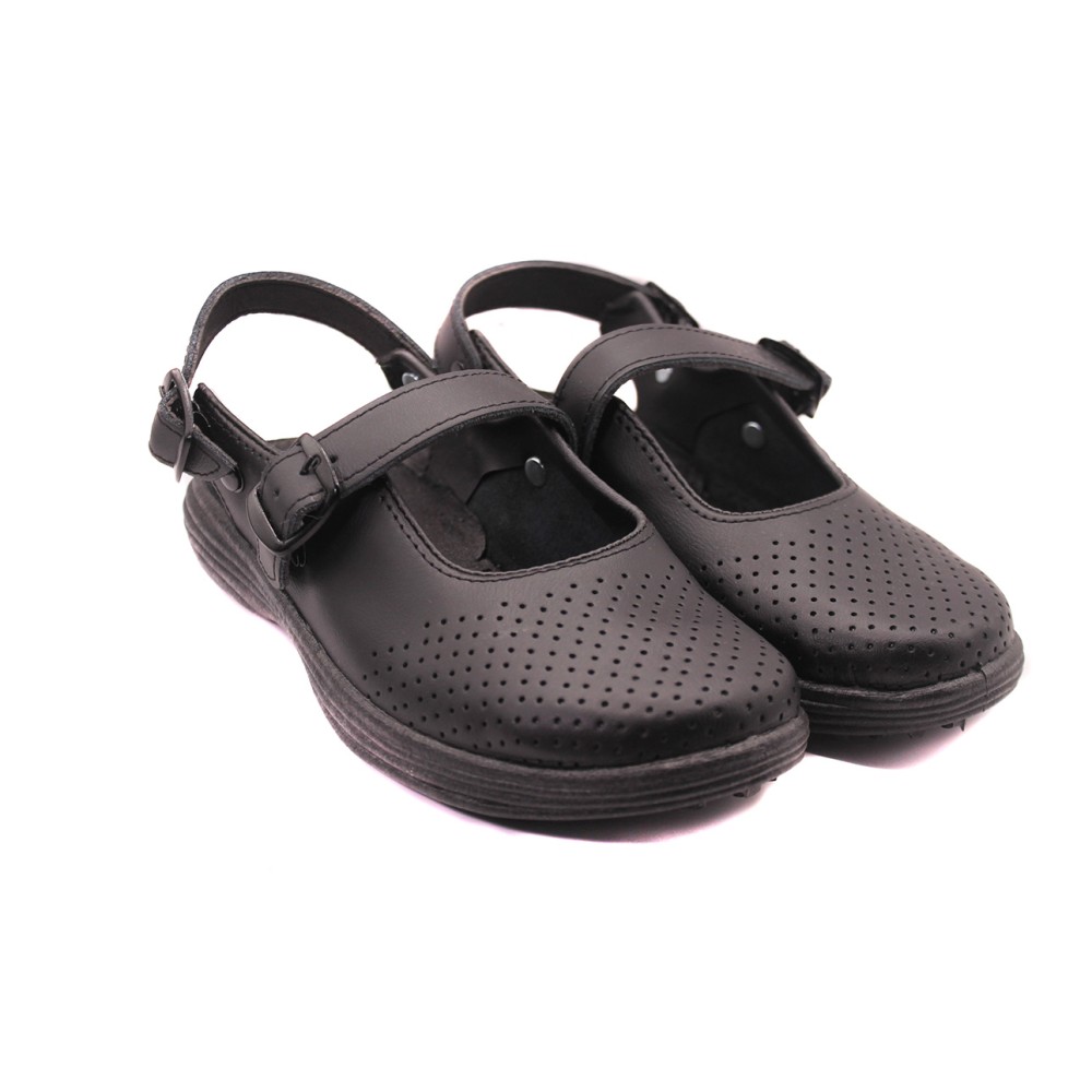 Сандалии сабо женские из натуральной кожи с натуральной стелькой цвет чёрный