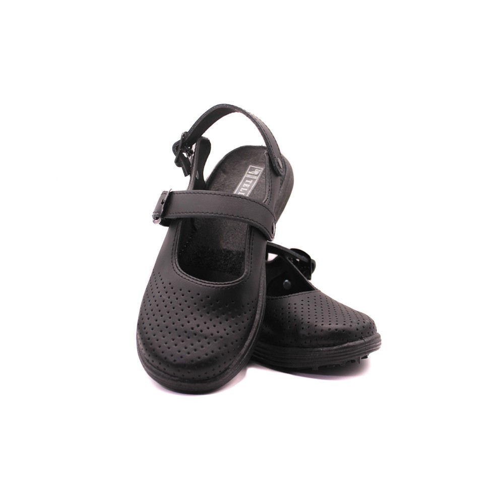 Сандалии сабо женские из натуральной кожи с натуральной стелькой цвет чёрный