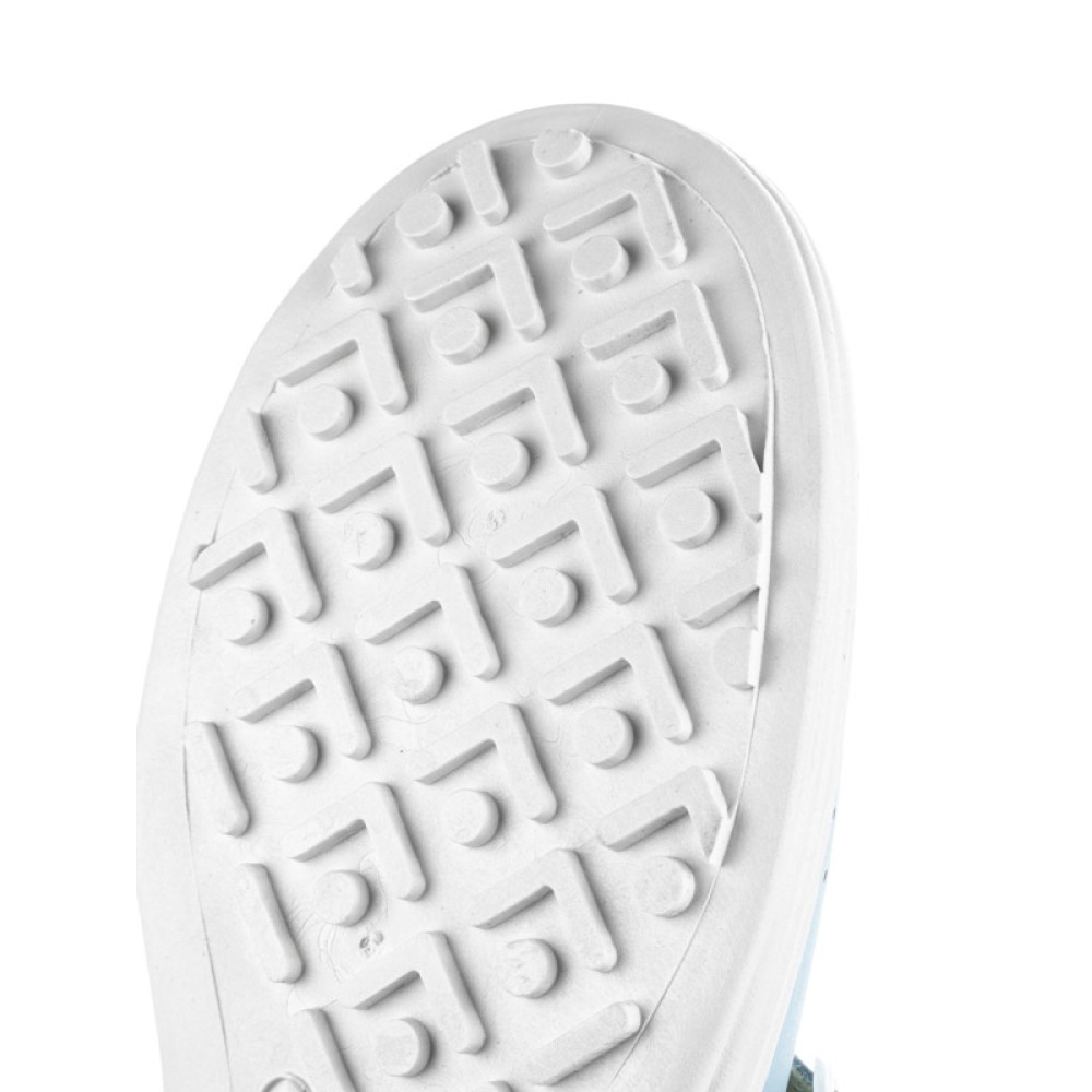 Сандалии сабо женские из натуральной кожи с белым ремешком и натуральной стелькой цвет голубой