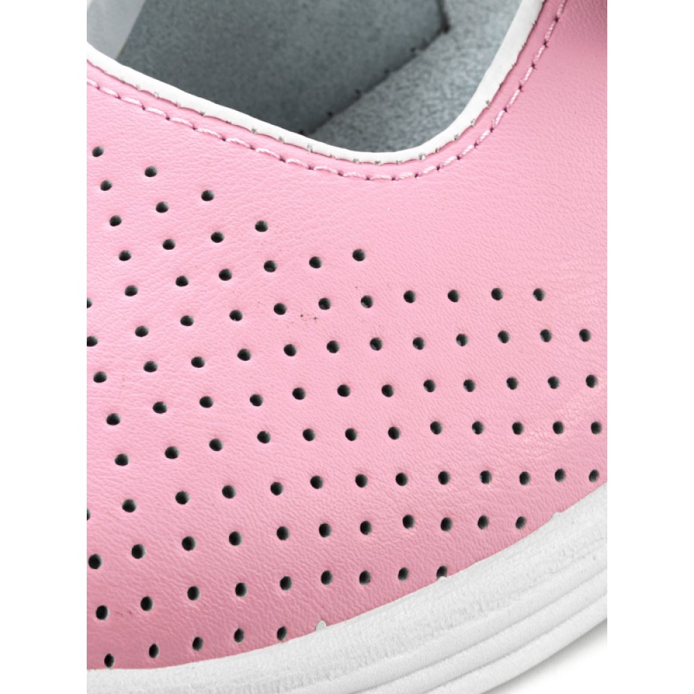 Сандалии сабо женские из натуральной кожи с белым ремешком и натуральной стелькой цвет розовый