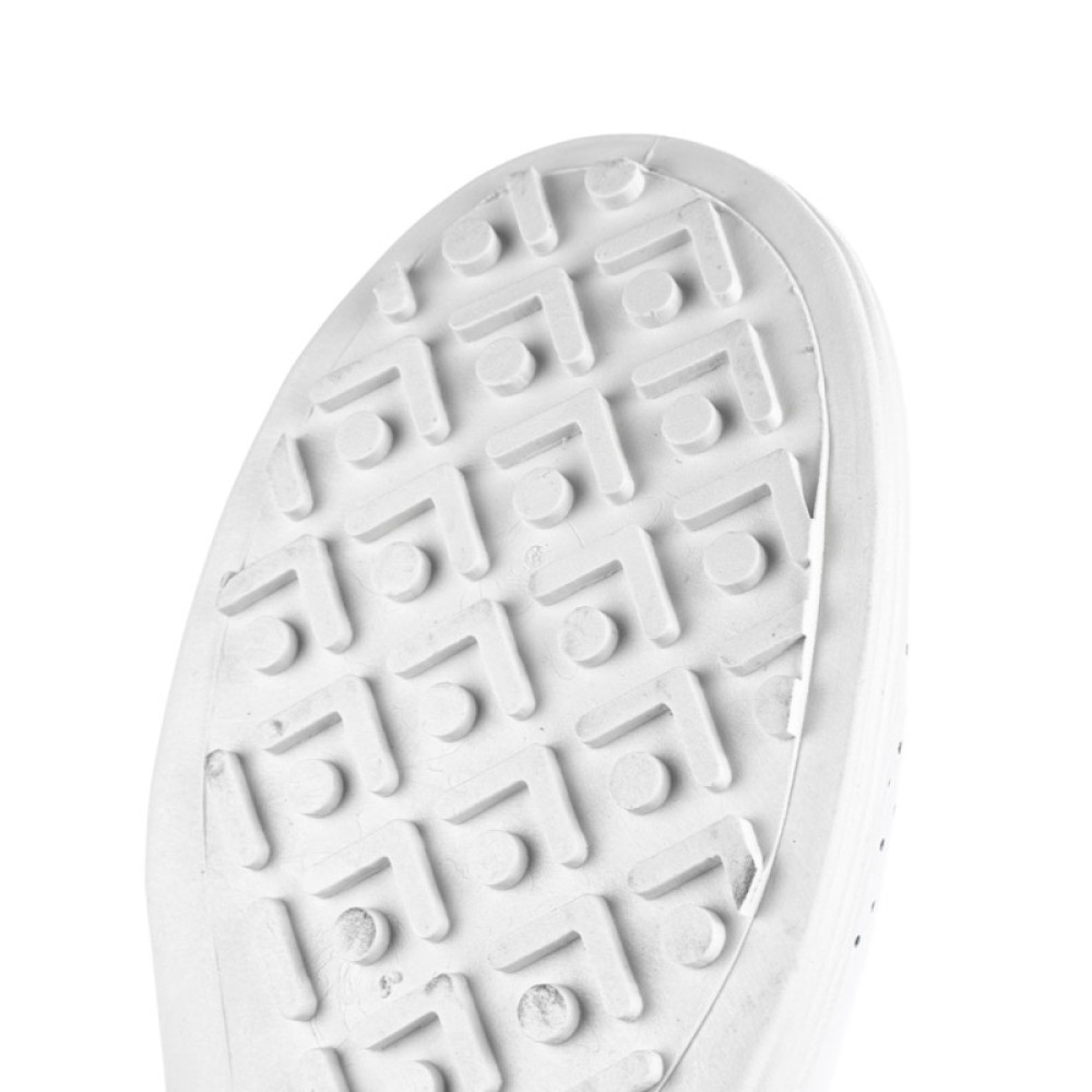 Сандалии сабо женские из натуральной кожи с голубым ремешком и натуральной стелькой цвет белый