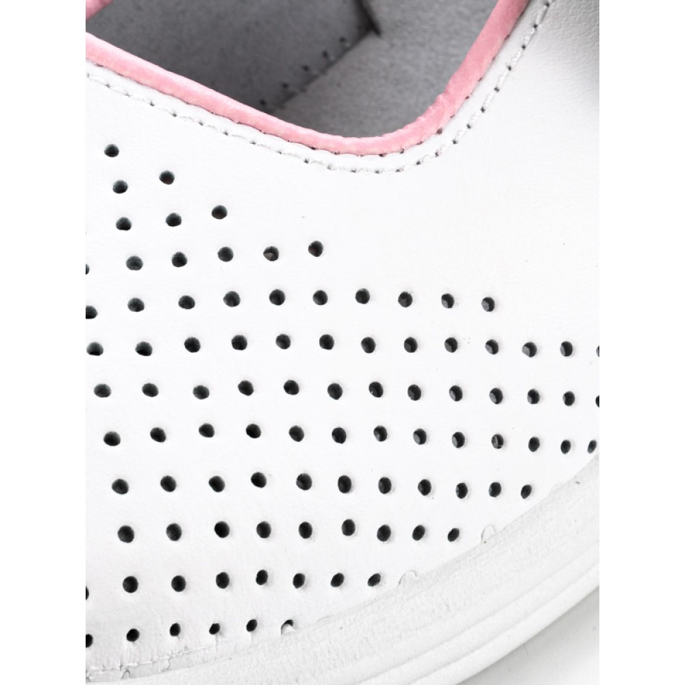 Сандалии сабо женские из натуральной кожи с розовым ремешком и натуральной стелькой цвет белый