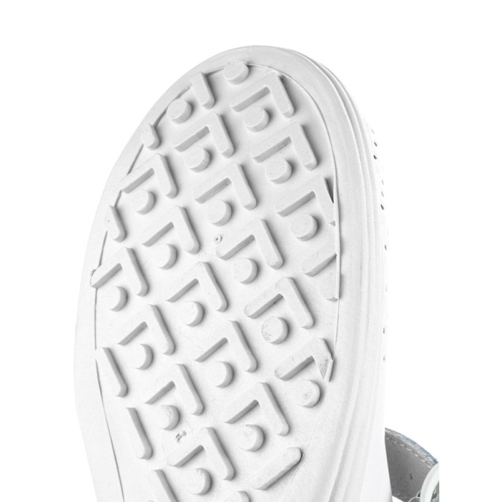 Сандалии сабо женские из натуральной кожи с розовым ремешком и натуральной стелькой цвет белый