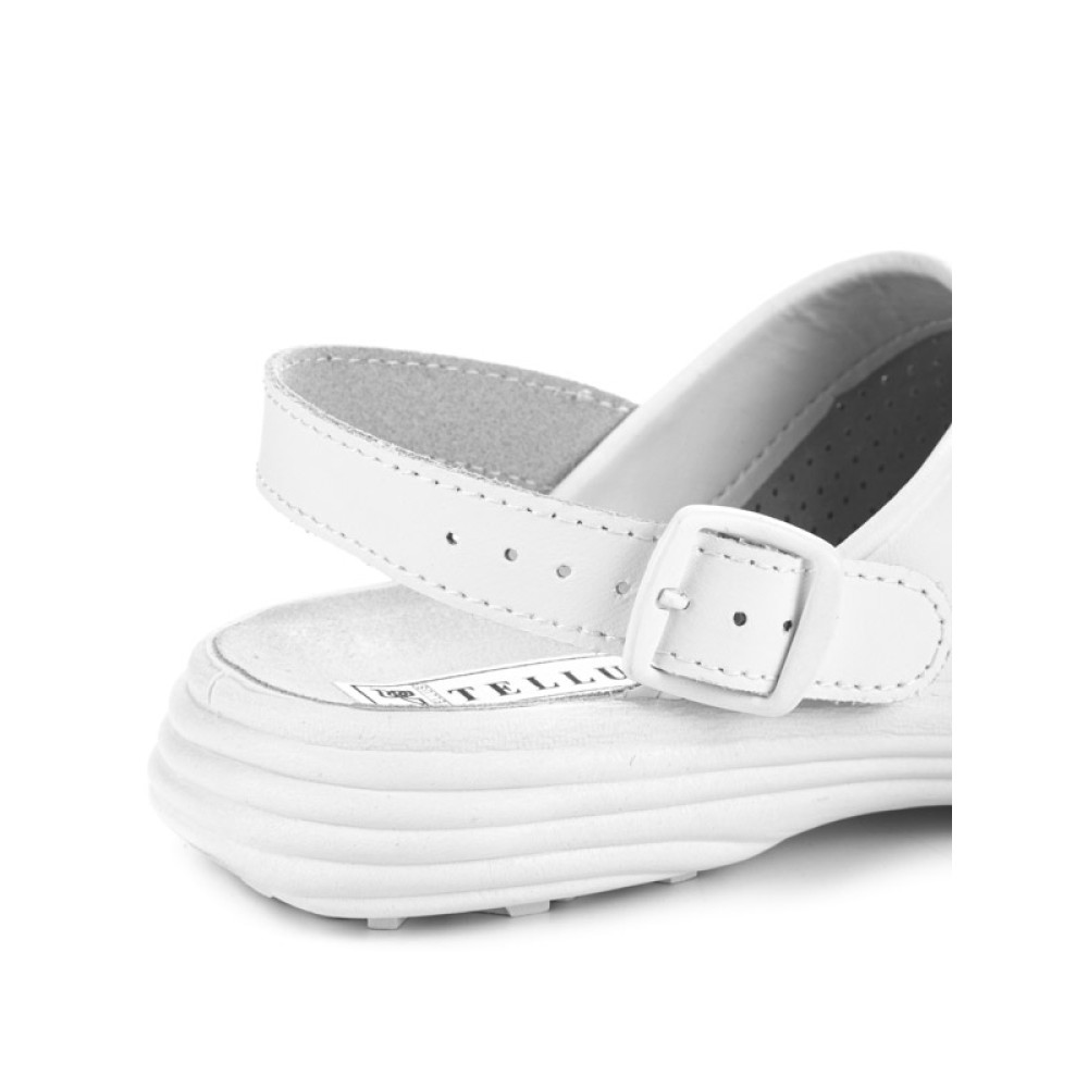 Сабо женские из натуральной кожи с ремешком и натурльной стелькой цвет белый