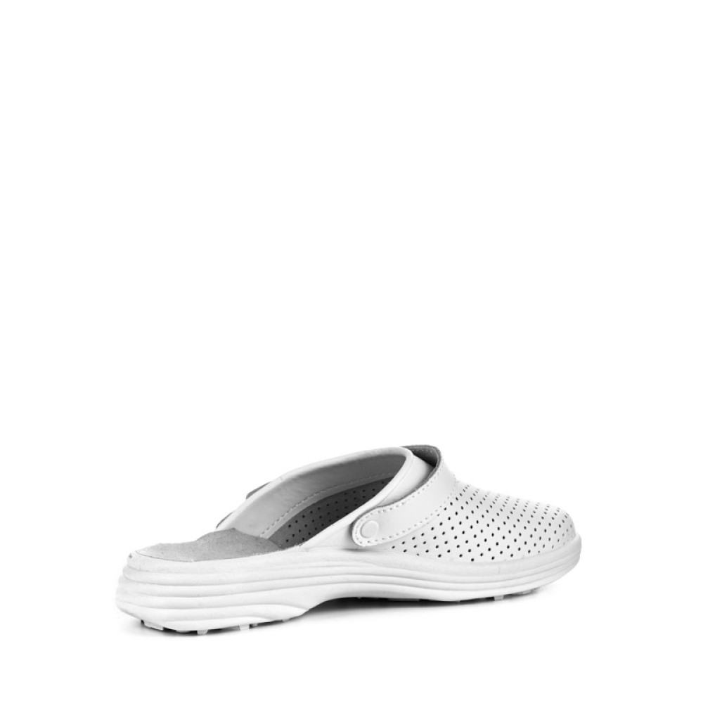 Сабо женские из натуральной кожи с ремешком и натурльной стелькой цвет белый