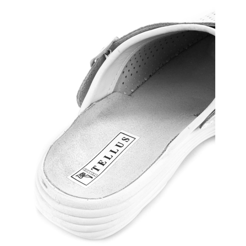 Сабо женские из натуральной кожи с ремешком и натурльной стелькой цвет белый