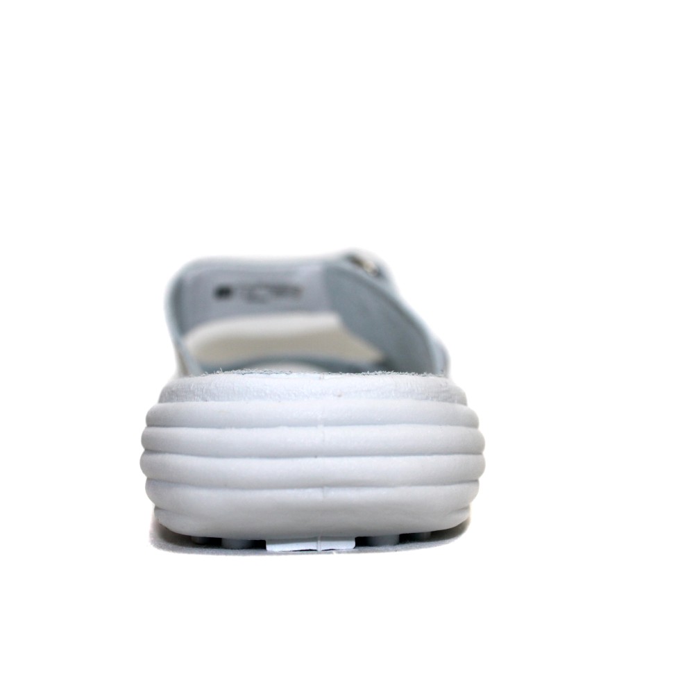 Сабо женские из натуральной кожи на липучке с открытым носом цвет белый с принтом