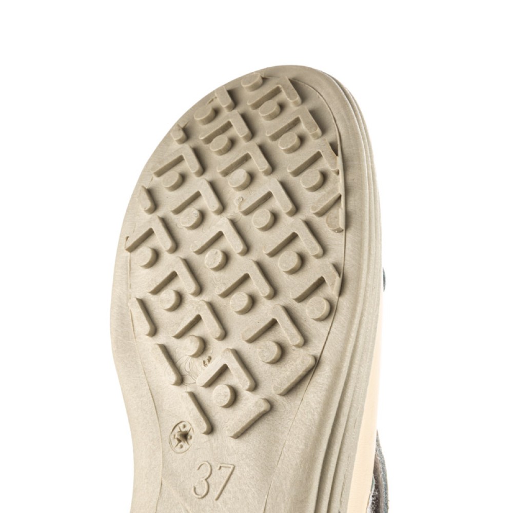 Сабо женские из натуральной кожи с открытым носом на липучке цвет бежевый