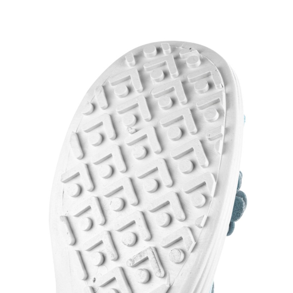 Сабо женские из натуральной кожи с открытым носом на липучке цвет голубой