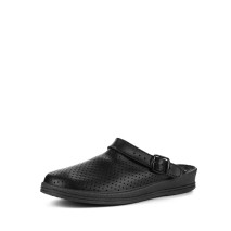 Сабо женские из натуральной кожи на низком подъеме с ремешком и подпятником цвет чёрный