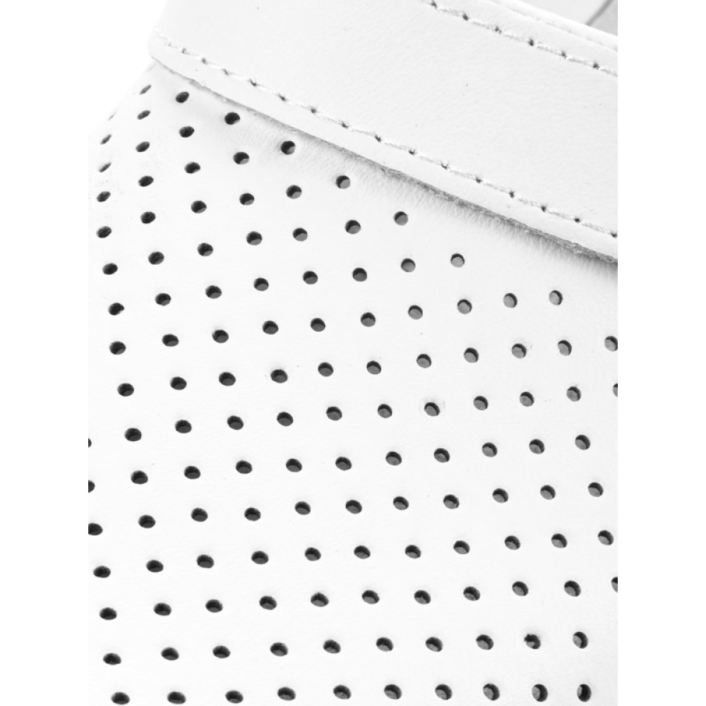 Сабо женские из натуральной кожи на низком подъеме с ремешком и подпятником цвет белый