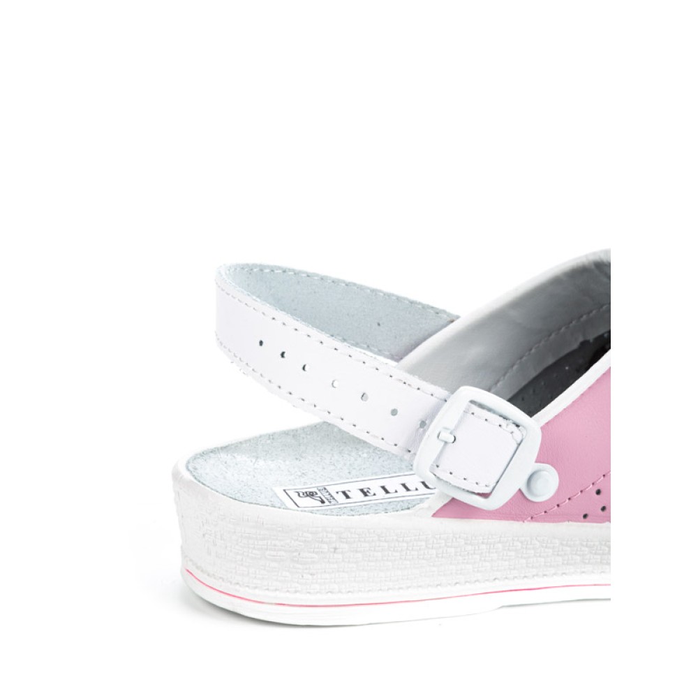 Сабо женские из натуральной кожи с фиксатором ремешка и натуральной стелькой цвет розовый