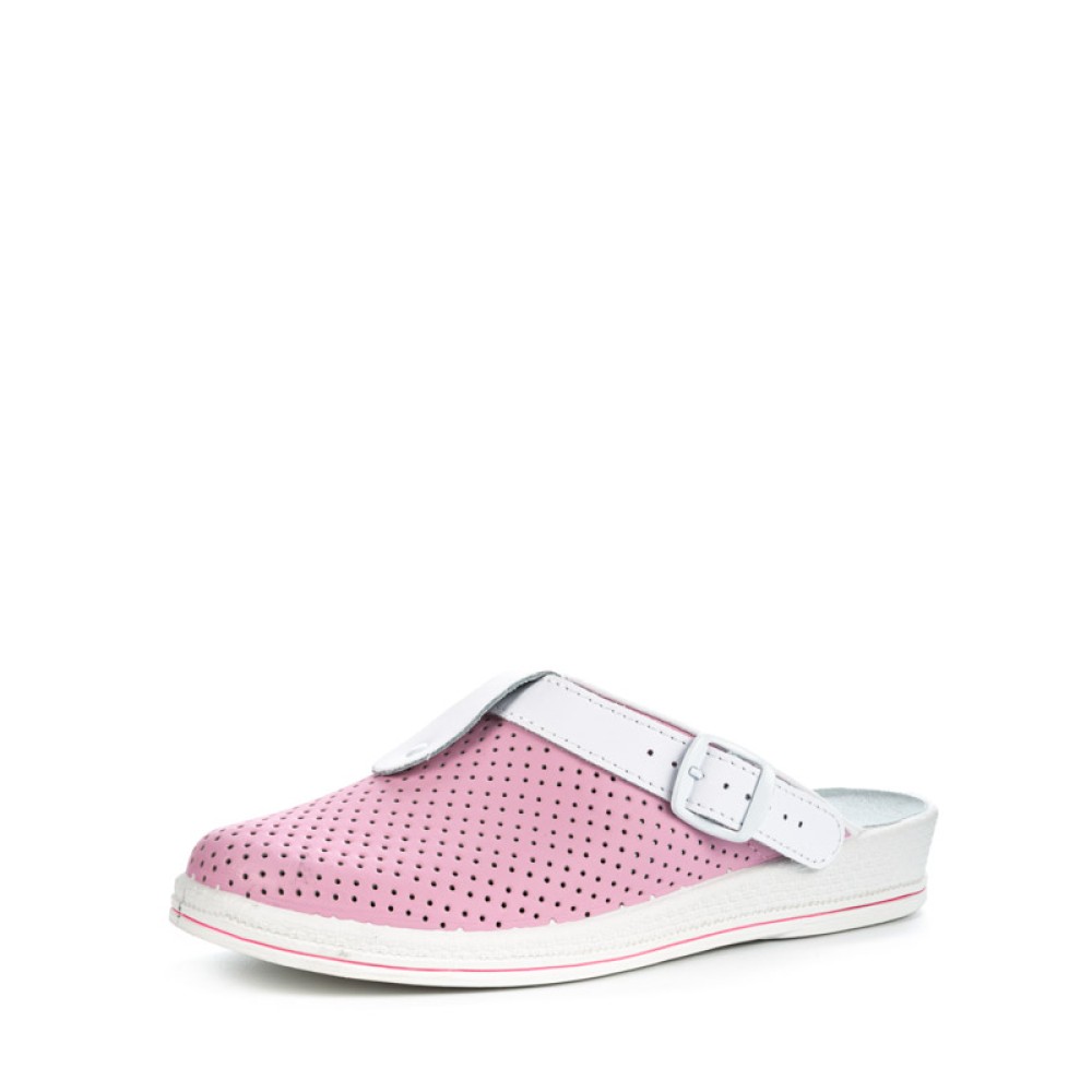 Сабо женские из натуральной кожи с фиксатором ремешка и натуральной стелькой цвет розовый