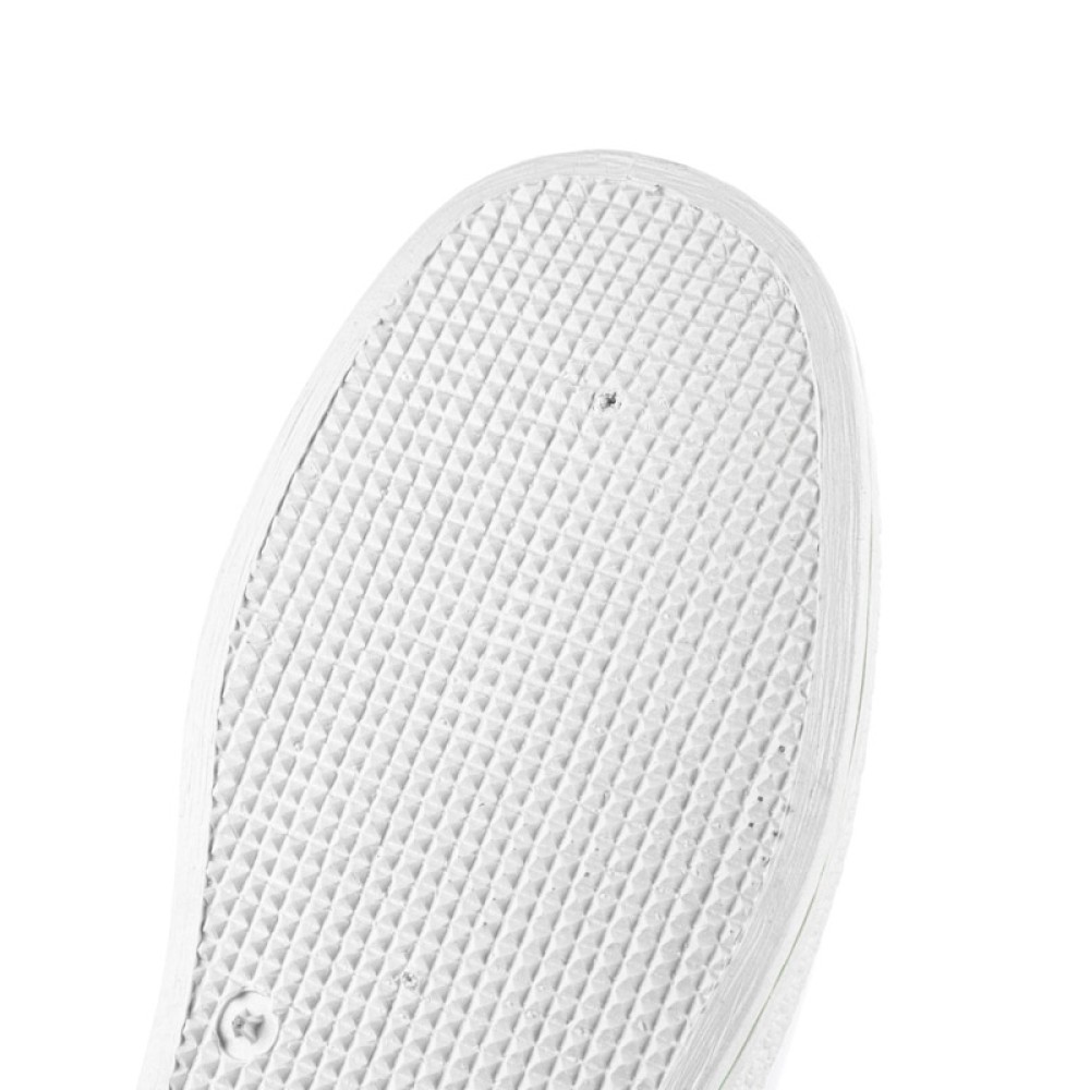 Сабо женские из натуральной кожи без перфорации с зелёным ремешком и натуральной стелькой цвет белый