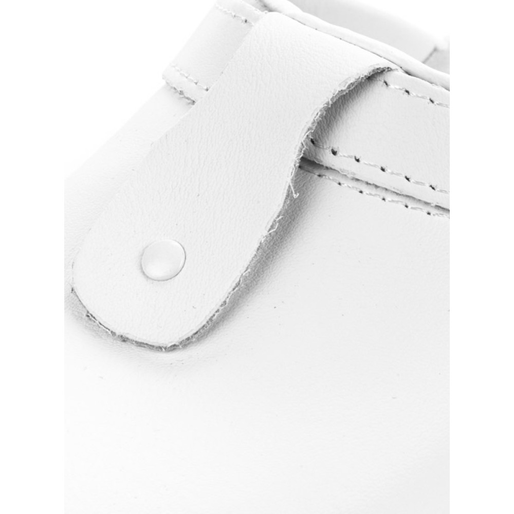 Сабо женские из натуральной кожи без перфорации с ремешком и натуральной стелькой цвет белый