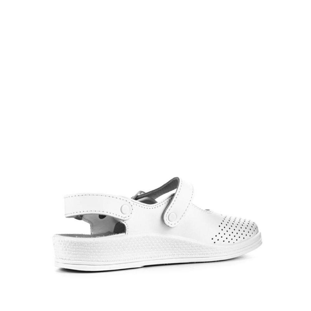 Сандалии сабо женские из натуральной кожи с натуральной стелькой на ровной подошве цвет белый