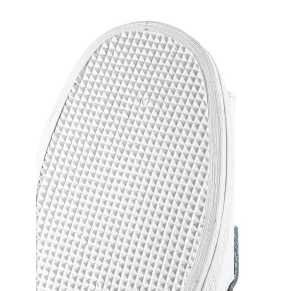 Сабо женские из натуральной кожи с открытым носом и натуральной стелькой цвет белый с голубым лепестком