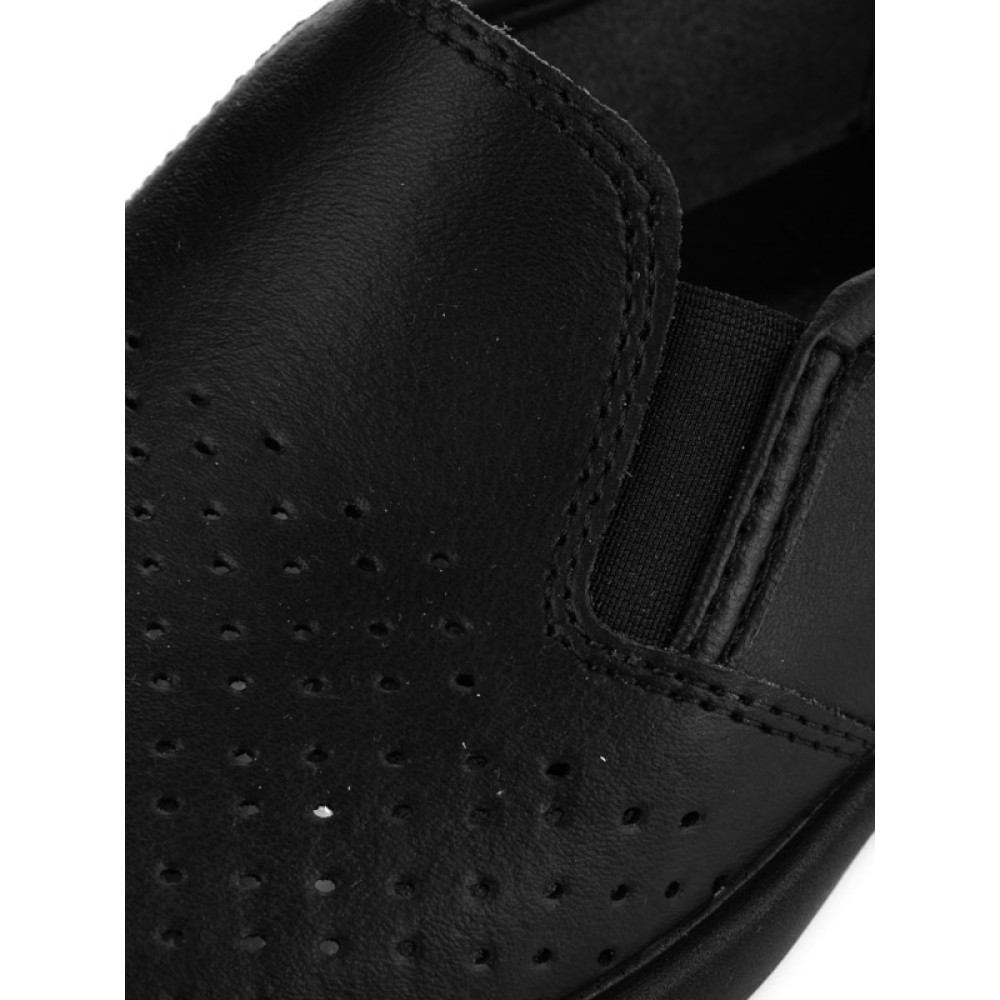 Туфли женские из натуральной кожи бесподкладочные с мелкой перфорацией цвет чёрный