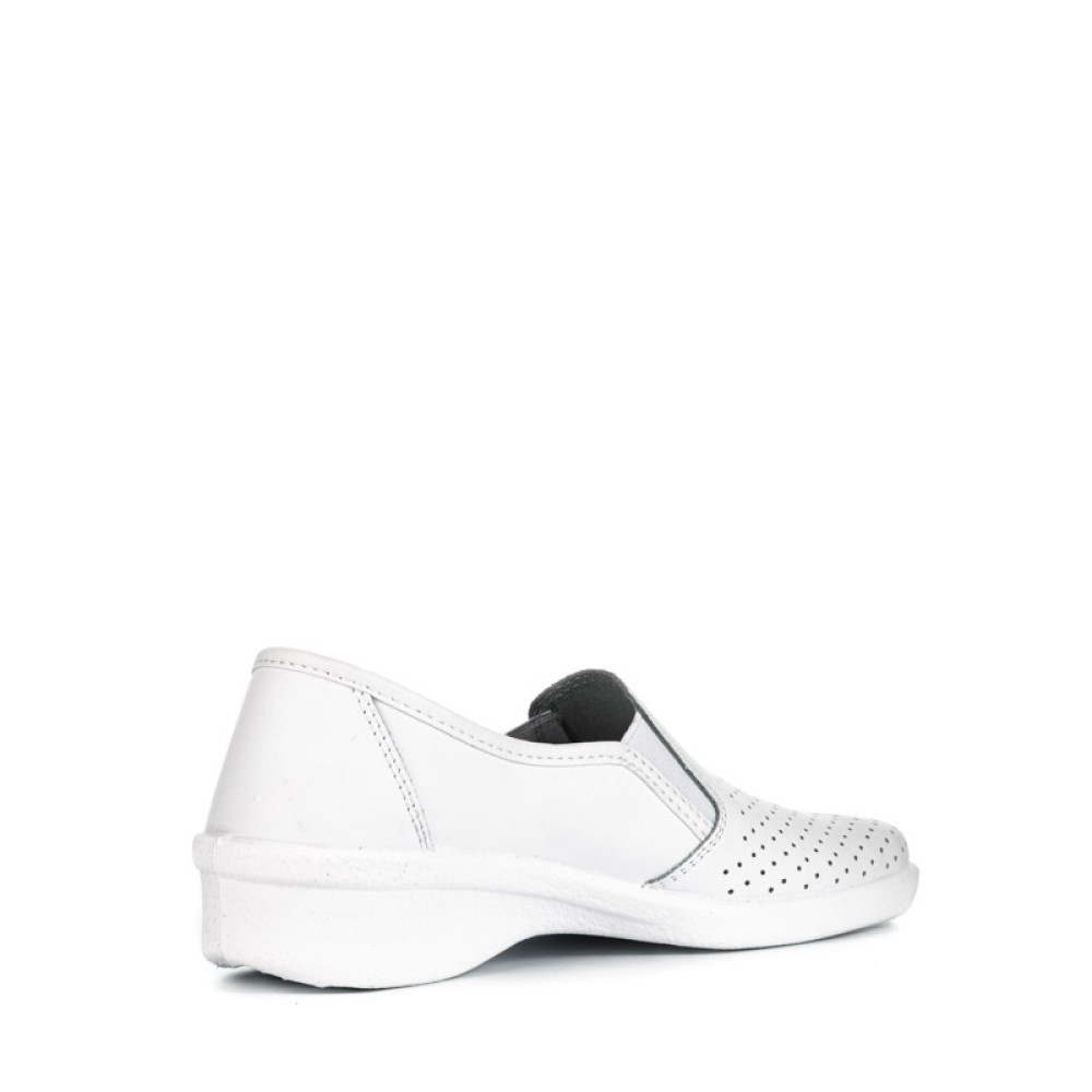 Туфли женские из натуральной кожи бесподкладочные с мелкой перфорацией цвет белый