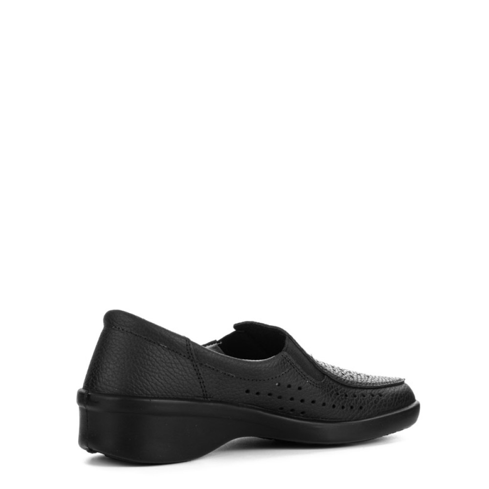 Туфли женские из натуральной кожи с натуральной подкладкой и перфорацией цвет чёрный