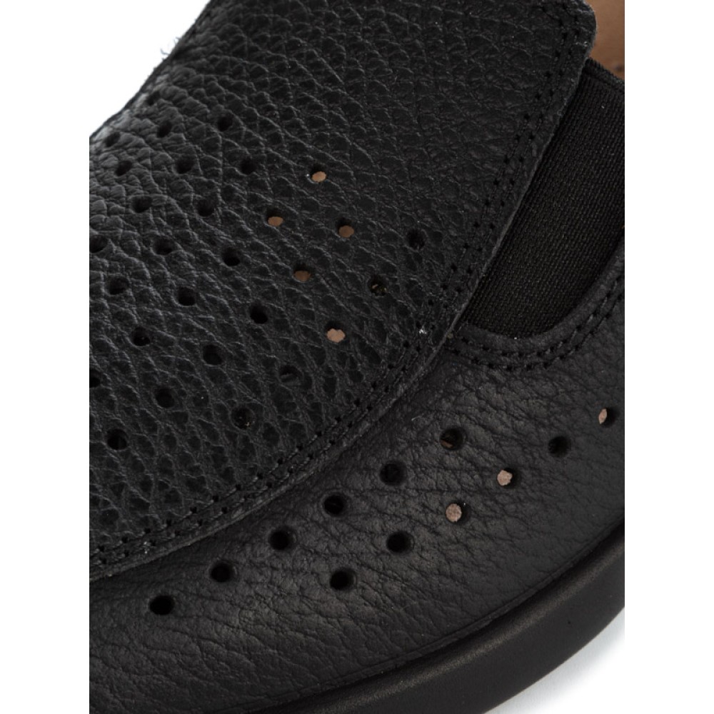 Туфли женские из натуральной кожи с натуральной подкладкой и перфорацией цвет чёрный