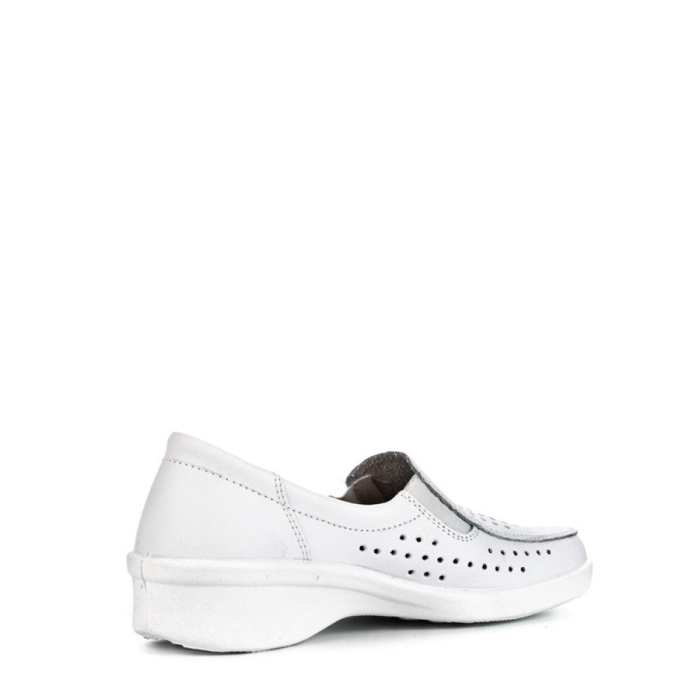 Туфли женские из натуральной кожи с натуральной подкладкой и перфорацией цвет белый
