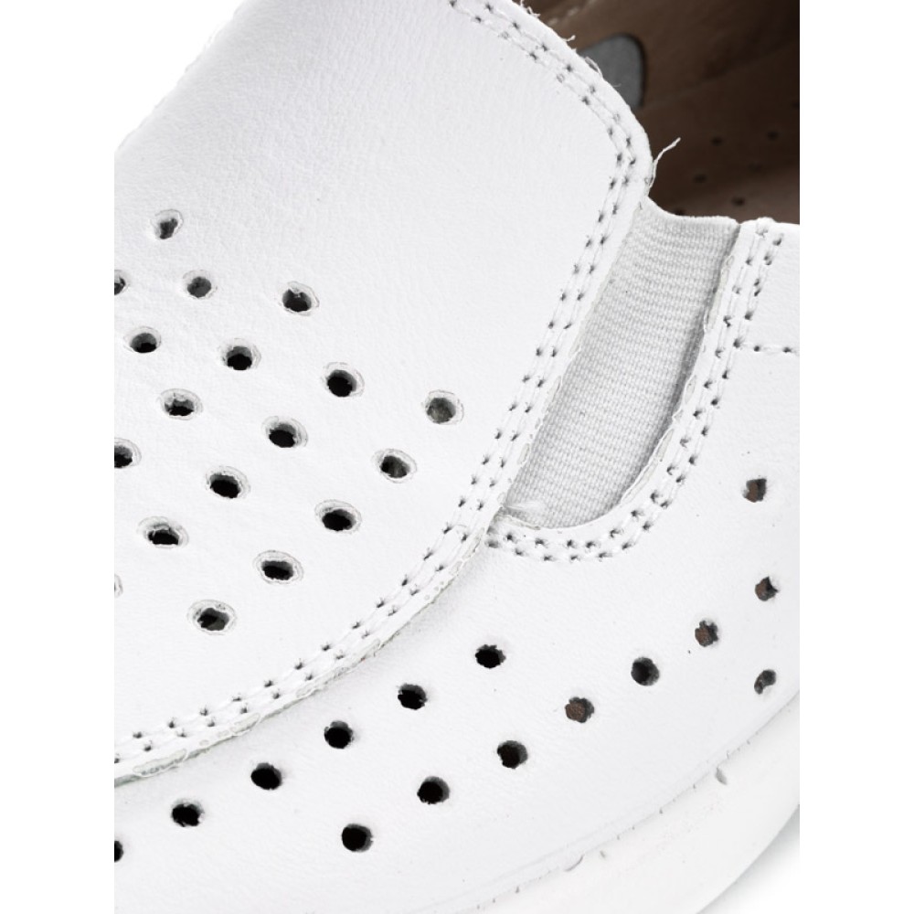 Туфли женские из натуральной кожи с натуральной подкладкой и перфорацией цвет белый