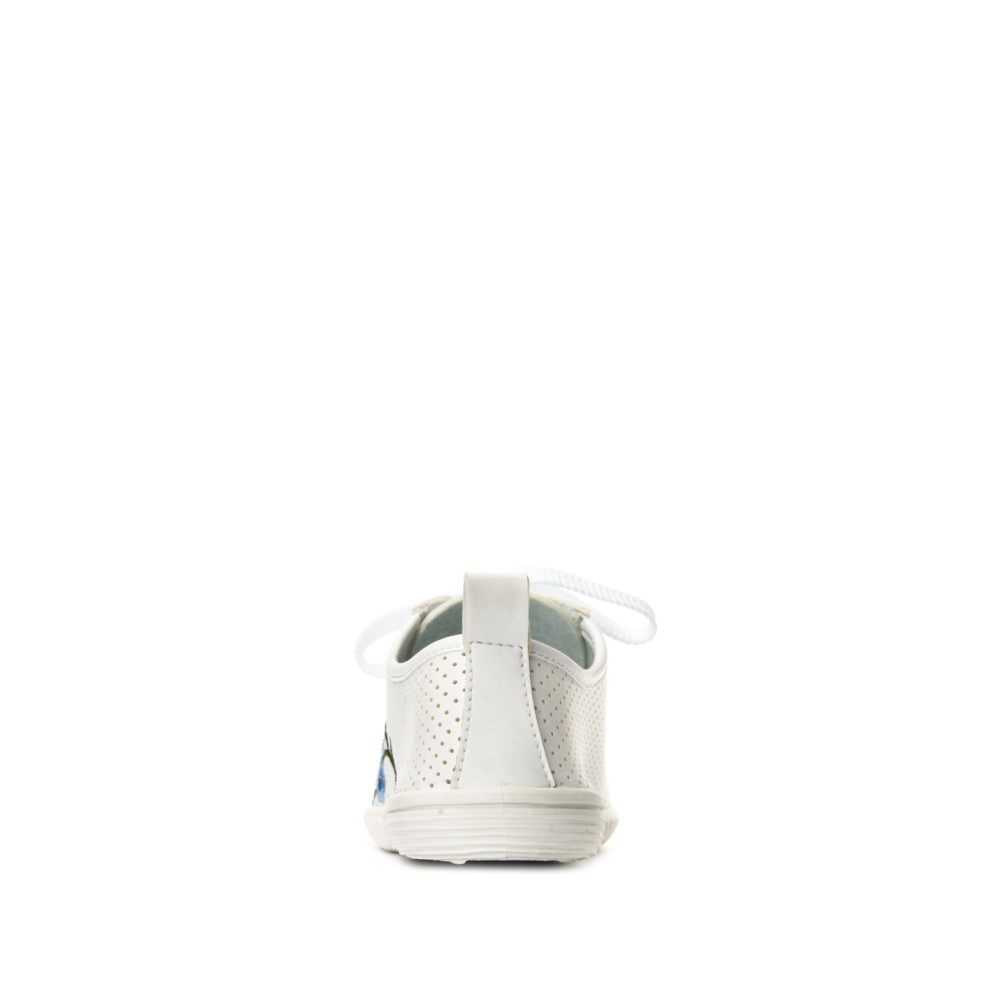 Туфли женские на шнурках из искусственной кожи с вышивкой на ПВХ подошве цвет белый