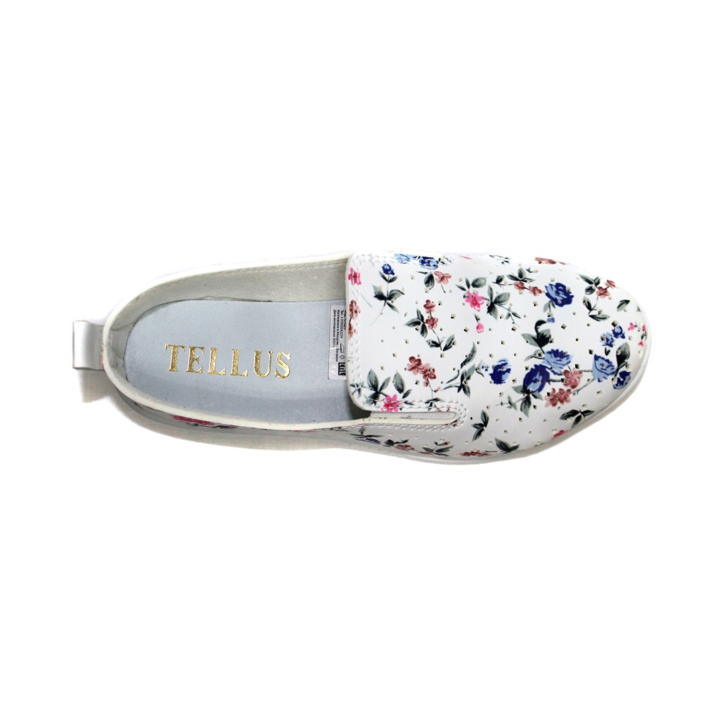 Туфли женские с принтом из искусственной кожи на ПВХ подошве цвет белый