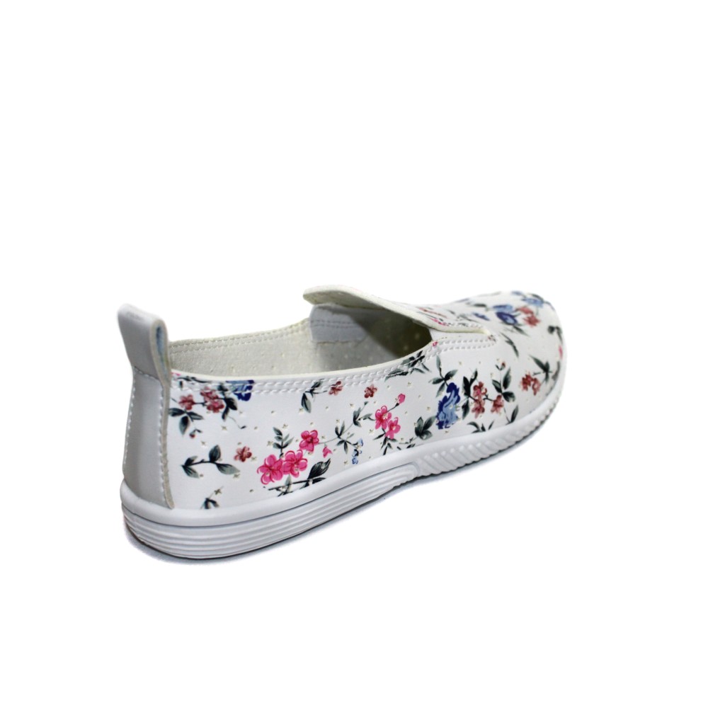 Туфли женские с принтом из искусственной кожи на ПВХ подошве цвет белый