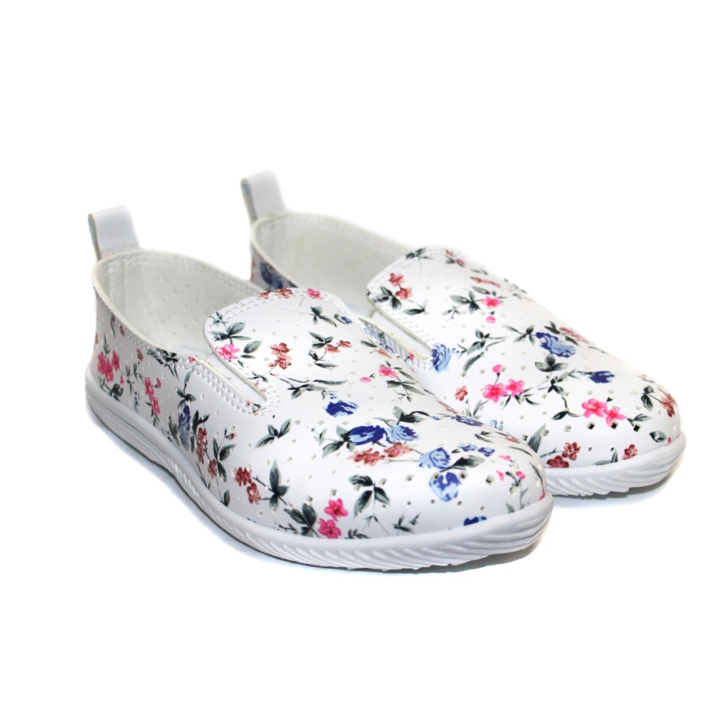 Туфли женские с принтом из искусственной кожи на ПВХ подошве цвет белый