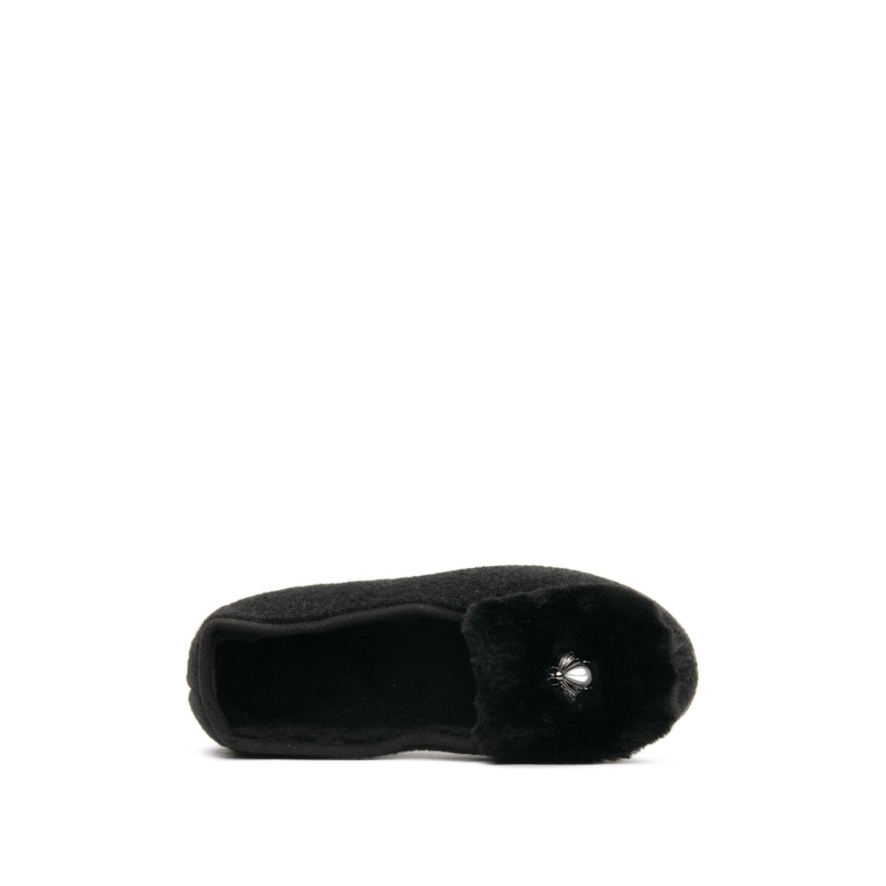 Тапки женские с закрытой пяткой из сукна с декором цвет чёрный