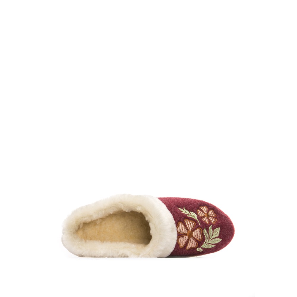Тапки женские из сукна утепленные искусственным мехом цвет бордовый