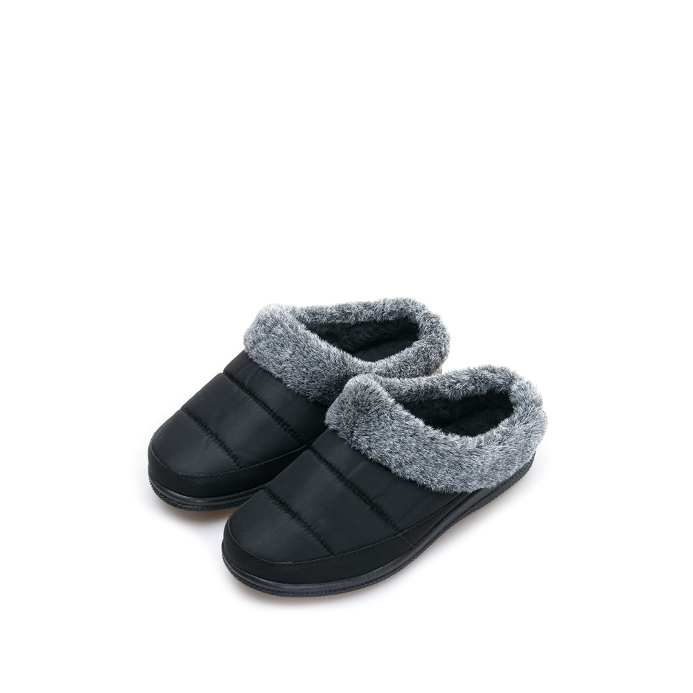 Тапки женские утепленные из текстиля цвет чёрный